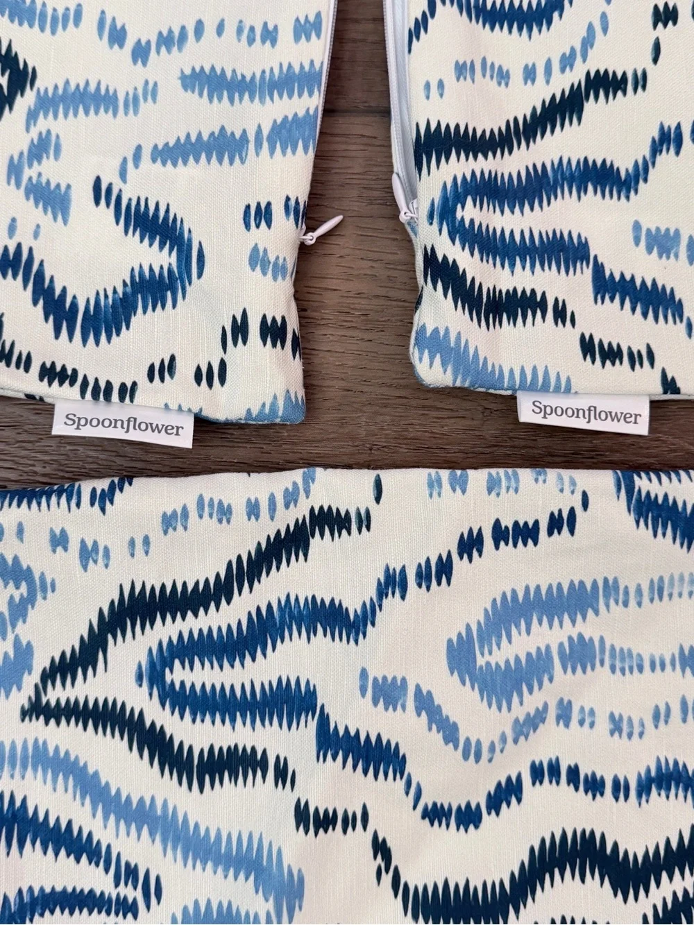 Spoonflower Blue Patterned Linen Cotton  Throw Pillow Cover - Home Accents
